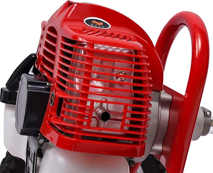 2-Stroke Hand Push Lawn Mower Gas Powered with Wheels,1.8KW 49CC Single-Cylinder Gasoline Engine Grass Trimmer Lawn Mower,Height Adjustable and Rear Wheels Foldable,6500-7000r/Min