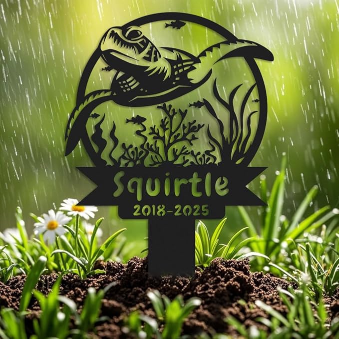 Custom Turtle Metal Memorial Plque,Personalized Turtle Remembrance Stake,Turtle Loss,Grave Markers,Outdoor Garden Decor,Yard Sign turtle 10inch