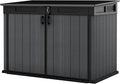 Keter Cortina Mega Ft All-Weather Outdoor Resin Horizontal Storage Shed for Outdoor Yard and Garbage Bin Storage with Lockable Doors, Graphite