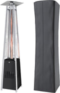 Kingdura 48,000 BTU Pyramid Patio Heater with Cover & Wheels, Outdoor Patio Heaters for Outdoor Use, Triple Safety Protection, 87" Quartz Glass Tube Propane Heater for Deck Backyard Commercial Balcony