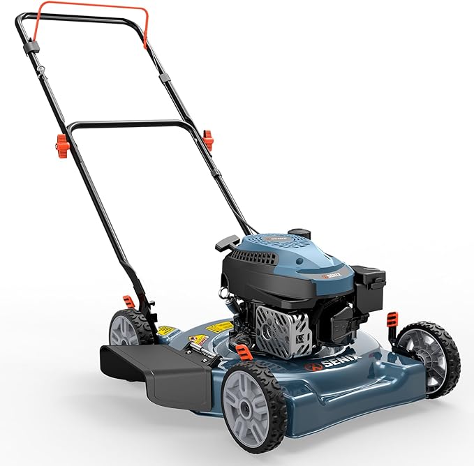 SENIX 144 cc Gas Lawn Mower, 20 inch 4-Cycle Push Mower, Side Discharge, 5 Position Cutting Height Adjustment, Low Noise & Fuel-Efficient for Lawn, Yard and Garden (LSPG-L5)