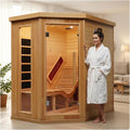 ZONEMEL Infrared Sauna Room with Recliner, 1 or 2 Person Home Sauna, 220V, 2300W, 4 Heating Tubes & Panels, Bluetooth, 4 Carbon Crystal Heating Panel, 7-Color Light, Oxygen Bar