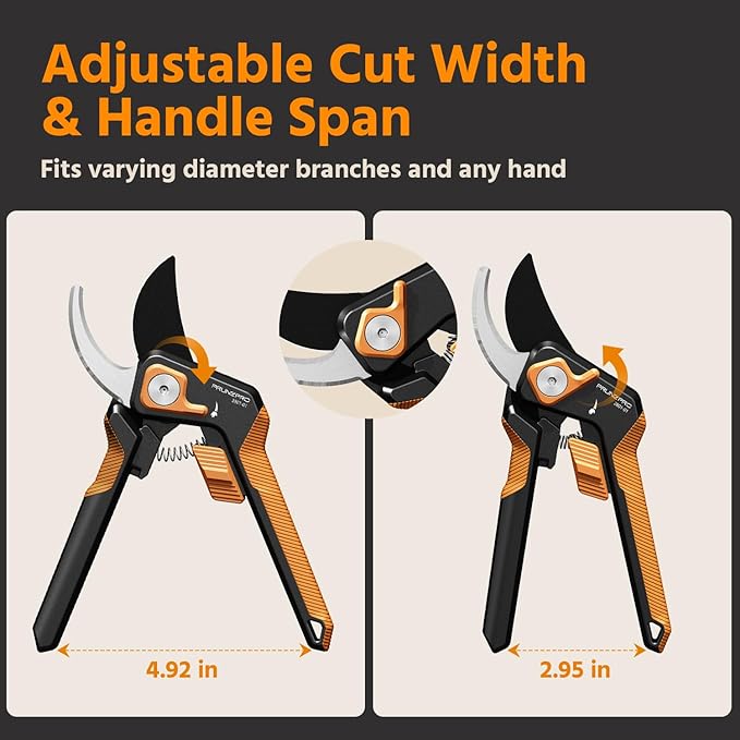 PrunePro Pruning Shears for Gardening Professional Bypass Hand Pruner Stainless Steel Sharp Blade Garden Scissors Plant Flower Garden Clipper Orange 4 Pack