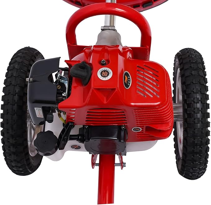 2-Stroke Hand Push Lawn Mower Gas Powered with Wheels,1.8KW 49CC Single-Cylinder Gasoline Engine Grass Trimmer Lawn Mower,Height Adjustable and Rear Wheels Foldable,6500-7000r/Min
