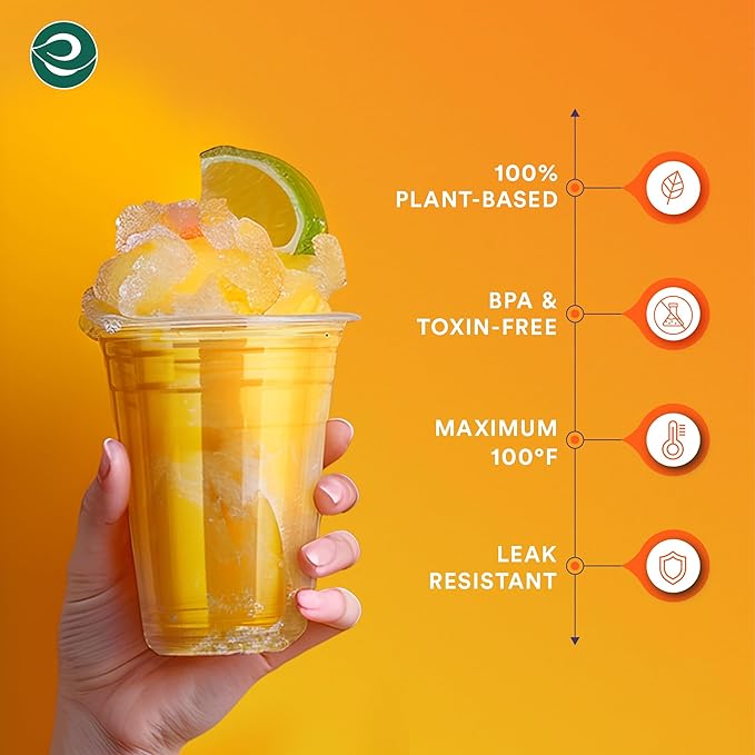 ECO SOUL 100% Compostable, Disposable Party Cups | Eco-friendly Party Cups | (500 Count, 16 oz Cold Cups)