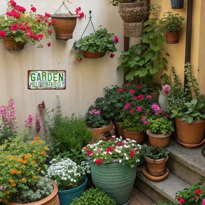 Vintage Garden Metal Tin Sign License Plate Wall Decor for Garden Lover 12 x 6 Inches - april showers bring may flowers