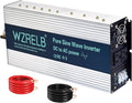 WZRELB 2500W Pure Sine Wave Inverter, Car Power Inverter 24V DC to 110V 120V AC Converter for RV, Truck, Solar, Outdoor with Dual AC Outlets, Hardwire Port, Surge 5000W, LED Display,Off-Grid
