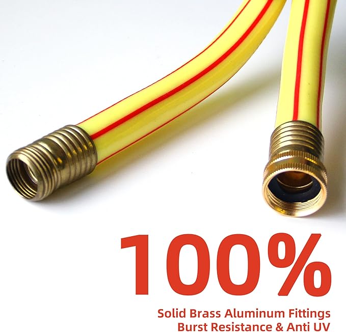 Short Lead-in Yellow Garden Hose 3/4 in. x 3 ft.-Kink Free, Leakproof, Flexible -Heavy Duty Durable Lightweight Water Pipe for Commercial Use, Lawn Care & Equipment Connection -Male to Female Fittings
