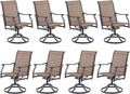 Soohow Swivel Outdoor Dining Chairs Set of 8, Patio Swivel Dining Chair with Textilene Fabric, Outdoor Metal Armchair All Weather Resistant, Ergonomic Comfort, Perfect for Patio, Backyard, Balcony