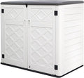 Resin Outdoor Storage Shed, 38 cu.ft Outdoor Storage Box Waterproof for Garden Tools, Patio Furniture, Trash Cans, Garage Storage, Customized Shelves & Lockable (Off White)