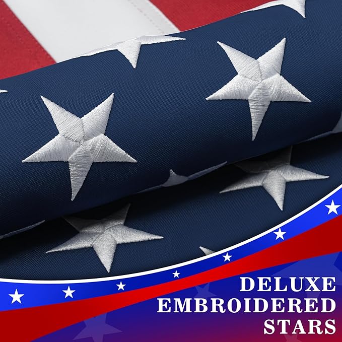 High Wind American Flag for Outdoor 5x8 Ft - Heavy Duty Allegiance US Flag with Embroidered Stars, Sewn Stripes & Brass Grommets All Weather Fade Resistant for Outside Use
