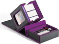 ZLCA MTG Commander Deck Box with Display Window, Deck Box Holds 100 Double-Sleeved with Dice Tray & 35pt Magnetic Card Holder（Black& Purple）