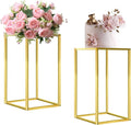 Cylinder Stands for Parties & Plants,2pcs Gold Square Wedding Flower Pedestal Stands for Centerpieces, 15.7 inch