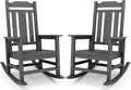 SERWALL HDPE Rocking Chair Set of 2, All Weather Patio Rocking Chair, HDPE Poly Rocking Chair for Adults, Heavy Duty Front Porch Rocker, Gray