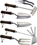 Garden Tool Set, 6PCS Heavy Duty Stainless Steel Gardening Hand Tools with Ropes, Includes Trowel, Transplanter, 2-in-1 Hoe, Pruner & More, Ideal Gardening Gift for Man and Woman (Standard Packaging)