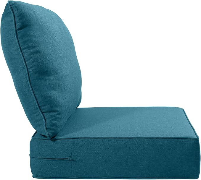 Luxury 22x24/22x25 6-Inch Outdoor Cushions for 5 Peice Patio Furniture Set - Set of 5 Water-Resistant Pillow for Dining Rocking Swivel Chairs Loveseat Couch Sectional Sofa - Peacock Blue