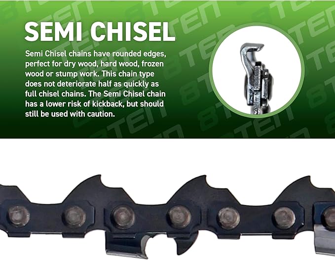 8TEN Semi Chisel Chainsaw Chain 28 Inch .050 3/8 92 DL For McCulloch Pro Mac 800 (5 Pack)