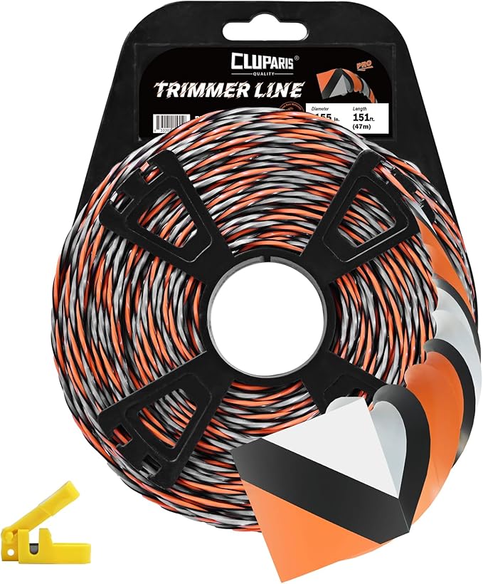 Cluparis 151-Feet Super Heavy Duty Trimmer Line .155-Inch-by-1-Pound Twist Pro Trimmer Line Bulk 3-Component Tri-Extrusion Weed Eater String with Super Line Cutter