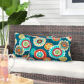 Magpie Fabrics Pack of 2 Outdoor Waterproof Lumbar Rectangular Throw Pillow with Insert 12x20 Inch, Home Decorative Toss Cushion for Patio Garden Car Office (Heronsbill Turquoise Green)