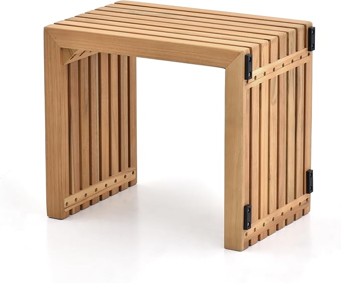 OTSUN Teak Wood Weather Resistant Outdoor Side Table, Adirondack HDPE Small Outdoor Table for Outside or Indoor