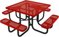 COATEDOUTDOORFURNITURE Heavy-Duty Portable Outdoor Picnic Table with Umbrella Hole, Punched Steel Commercial-Grade Patio Dining Furniture Made in America (46" Square Top, Red)