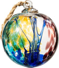 4” Tree of Life Witch Balls, Gazing Balls Hanging Friendship Balls, Hand-Blown Glass Christmas Ornament for Window Outdoor Home Decor, Garden Patio Decoration, Gifts for Women (Blue)