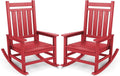 SERWALL Oversized Outdoor Rocking Chair Set of 2, HDPE Rocker for Adults, Patio Rocking Chairs for Porch, Red