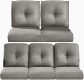 Pop 22x25/22x24 Outdoor Cushions for Patio 5 Piece Set - Set of 5 Water-Resistant Replacement Cushion for Wicker Dining Rocking Swivel Chairs Loveseat Couch Sectional Sofa - Grey/Button
