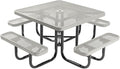 COATEDOUTDOORFURNITURE Heavy-Duty Portable Outdoor Picnic Table with Umbrella Hole, Expanded Metal Commercial-Grade Patio Dining Furniture Made in America (46" Square Top, Textured Grey)