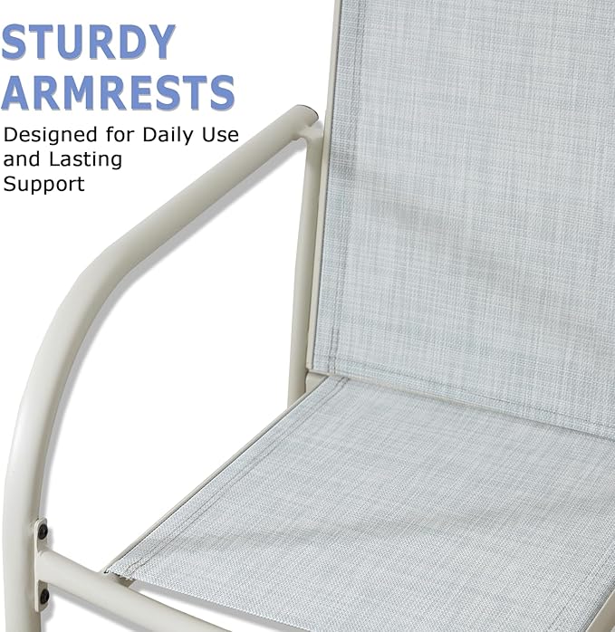 Patio Chairs Set of 6, Outdoor Dining Chairs with Breathable Textilene Fabric, Stackable Patio Chairs for Lawn, Garden, Backyard, Poolside, Beige