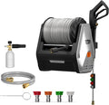 Giraffe Tools Wall Mounted Pressure Washer Plus with Upgraded 1800W Motor, Max 2900 PSI, 2.2 GPM Electric Power Washer with 100ft Retractable Pressure Hose for Car, Automatic Rewind, Any Length Lock