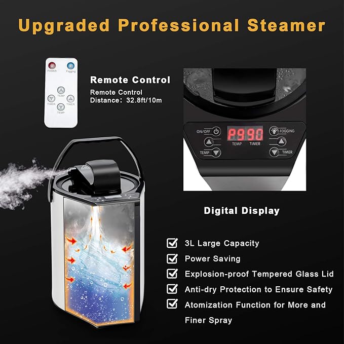 Giantex Portable Steam Sauna, Personal Therapeutic Sauna for Detox, Temperature & Timer Adjustable, 800W Sauna Box Spa w/Chair, 3L Steamer,Massage Roller,Mat,Remote Control, Home Sauna Tent (Gray)