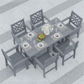 7-Piece Outdoor Dining Set, HDPE All-Weather Patio Table and Chairs Set for 6, Outdoor Patio Furniture Sets with Umbrella Hole for Outside, Deck, Backyard, Garden (Grey)
