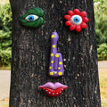 Tree Faces Decor Outdoor, Trees Art Decoration, Colorful Funny Outdoor Tree Faces Decor Creative Face for Patio Trees and Wall Decoration (Color 2)