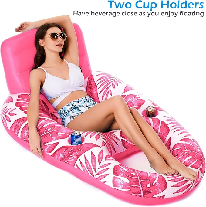 Jasonwell Inflatable Pool Float Adult - Pool Floaties Lounger Floats Raft Floating Chair Water Floaties for Swimming Pool Lake Lounge Float with Cup Holders Beach Pool Party Toys for Adults