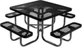 COATEDOUTDOORFURNITURE Heavy-Duty Portable Outdoor Picnic Table with Umbrella Hole, Expanded Metal Commercial-Grade Patio Dining Furniture Made in America (46" Square Top, Textured Black)
