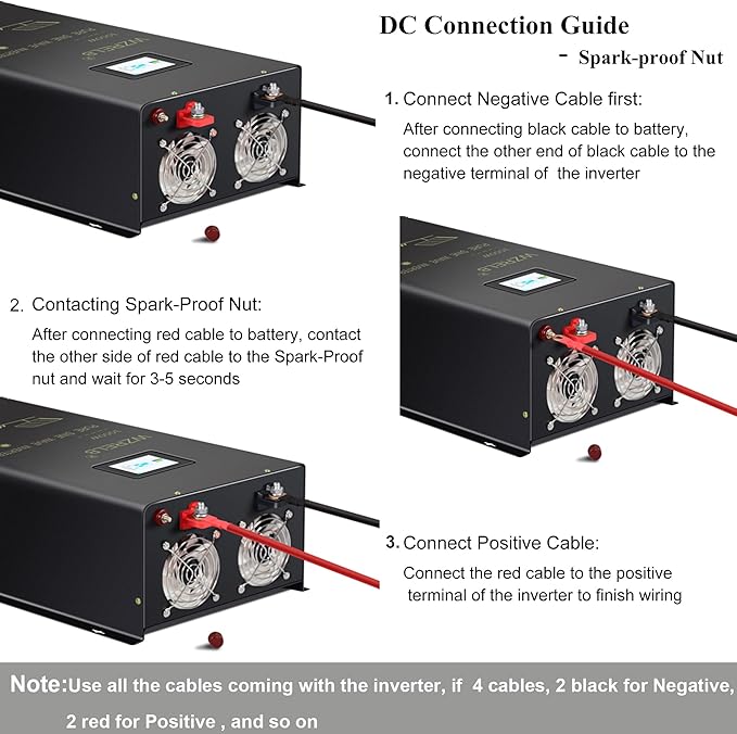 WZRELB 10000W 24V DC Split Phase Pure Sine Wave Inverter 120VAC 240VAC Output Power Converter Off Grid with High Efficiency up to 91.6%