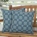 Magpie Fabrics Pack of 2 Indoor Outdoor Waterproof Throw Pillow Covers 18 x 18 Inch, Decorative Pillowcase Shell Cushion Sham for Garden Patio Tent Balcony Couch Sofa(Morgan Medal Print)
