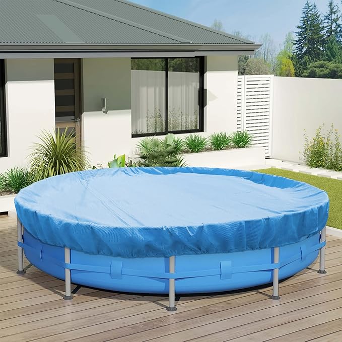 ECOOPTS Round Pool Cover for Above Ground Pools, Swimming Pool Cover Protector Winter Safety Cover (8 ft, Blue)