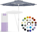 Midtown Umbrellas The Swilt 9 Feet Patio Umbrella in Terylast Navy Stripes (Navy/White) Polyester Fabric - Fiberglass Ribs, Auto-Tilt Aluminum Frame For Backyard, Deck, Garden, Pool - White Pole