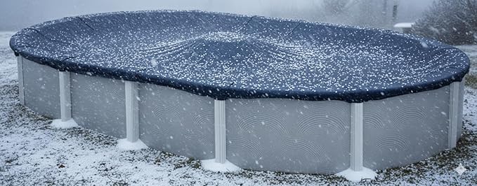 Aboveground Pool Winter Cover, Fits 10’ x 15’ Oval, Solid Blue – Includes Winch and Cable for Easy Installation – Superior Strength & Durability, Treated for UV Protection, WC1015OV