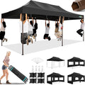 COBIZI 10x20 Pop Up Heavy Duty Canopy with 6 Sidewalls and Hexagonal Legs, Easy up Tent for Parties, Commercial and Wedding, Outdoor Canopy with Roller Bag, Sand Bags, Waterproof & UPF50+ (Black)