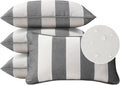 Decorative Outdoor Water Repellent Throw Pillows with Inserts, Set of 4, 20" x12" Pillows for Patio, Backyard, Bed, Couch, and Patio Furniture, Gray Stripe