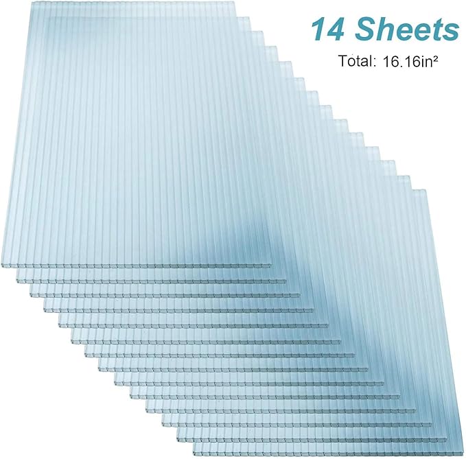 28 Pcs Polycarbonate Greenhouse Panels, 4' x 2' x 0.15'' Twin-Wall Panels, UV Protected Reinforced Clear Sheets for Greenhouse, Outdoor, Plant Stand Roof (28)