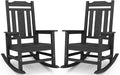 SERWALL Oversized Rocking Chair Set of 2 Outdoor, HDPE Outdoor Rocking Chair Set of 2, Black