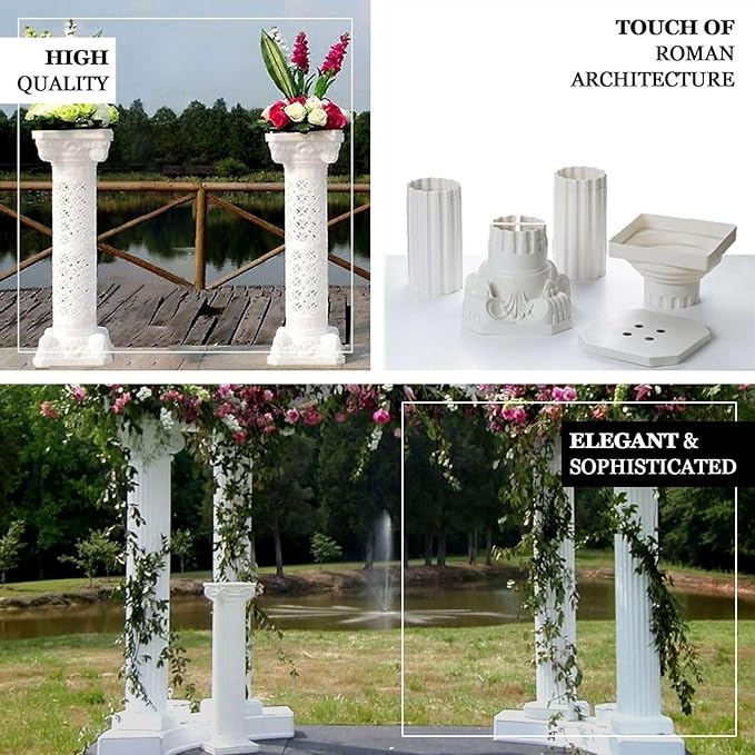 Efavormart 4 Pillars/Set Venetian Roman Wedding Columns Holds Flower Plates 41" Tall(Height Adjustable)