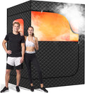 Manastin 2 Person Portable Steam Sauna for Home, 1 or 2 Person Full Body Home Spa with 2 Foldable Chairs,9 Levels of Sauna Box with Remote Control, (Black, Large)
