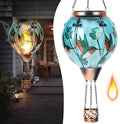 Hot Air Balloon Solar Lantern - Hummingbird Glass Lantern, Simulated Flickering & Dancing Flame, Outdoor Hanging Shamrock Yard Light Waterproof IP65 for Patio Lawn Porch Decor Irish Gift