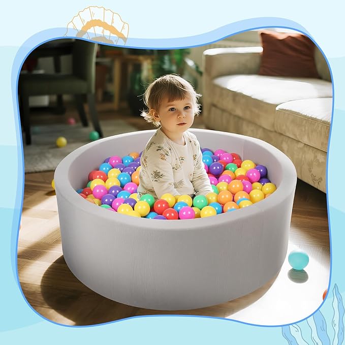 Foam Ball Pit, 35 inch x 12 Inch Soft Ball Pit for Kids, Indoor Playground Ball Pool, Outdoor Swimming Pool, Ideal Gift for Children - Balls not Included