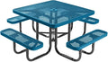 COATEDOUTDOORFURNITURE Heavy-Duty Portable Outdoor Picnic Table with Umbrella Hole, Expanded Metal Commercial-Grade Patio Dining Furniture Made in America (46" Square Top, Light Blue)